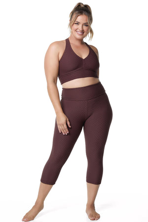 Croco Skin Cropped Leggings Mahogany (WITH SEAM-FINAL SALE)