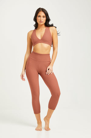 Croco Skin Cropped Leggings Cinnamon (WITH SEAM-FINAL SALE)