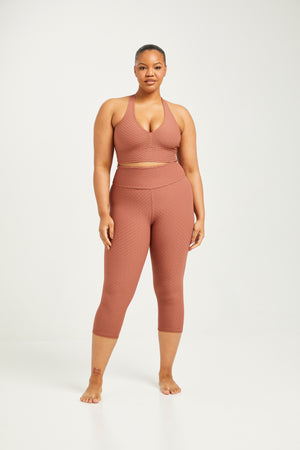 Croco Skin Cropped Leggings Cinnamon (FINAL SALE)