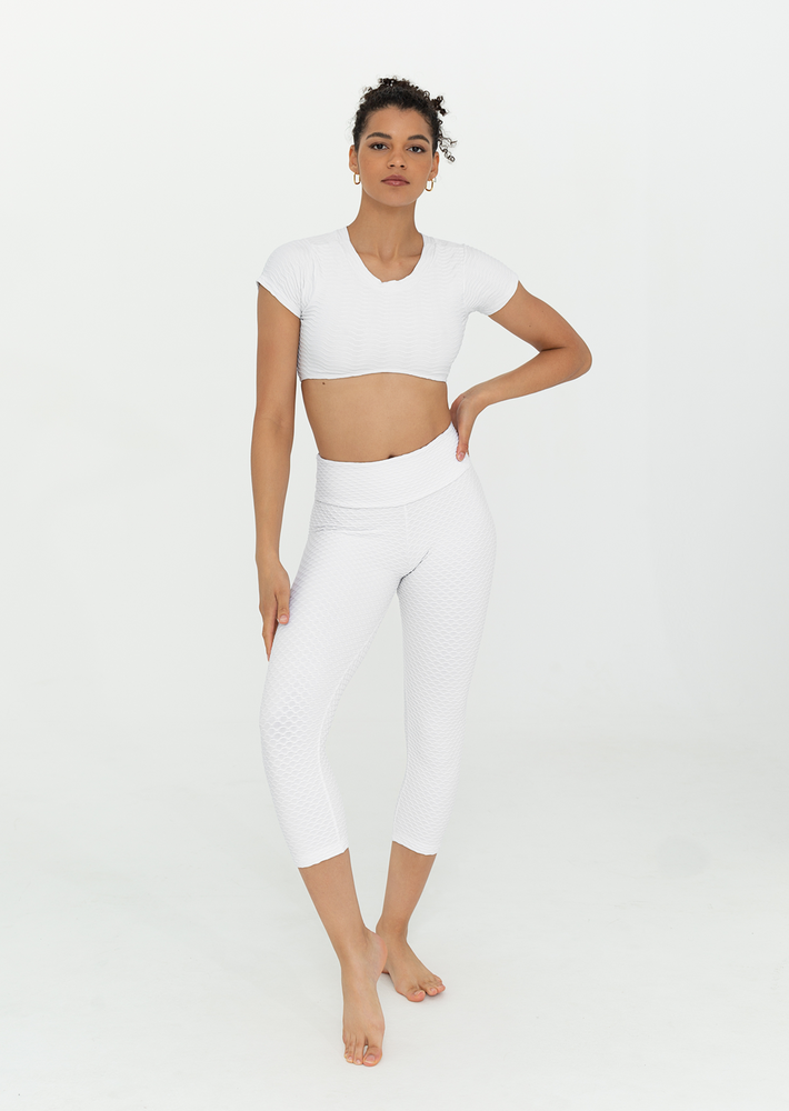 Croco Skin Cropped Leggings White (WITH SEAM-FINAL SALE)