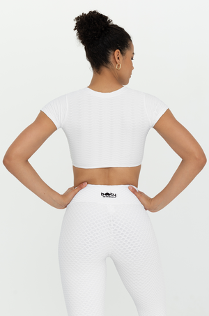 Croco Skin Cropped Leggings White (WITH SEAM-FINAL SALE)