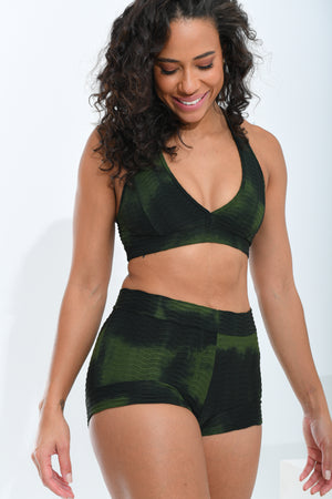 Tie Dye Sleep Shorts Deep Green & Black