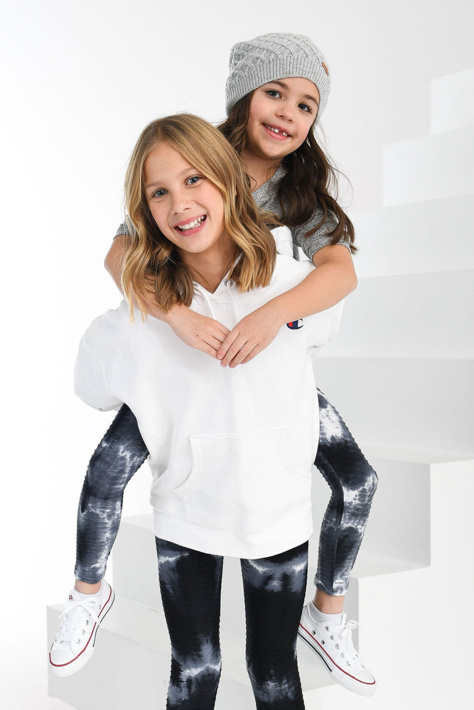 Tie Dye Kids Leggings Black & White